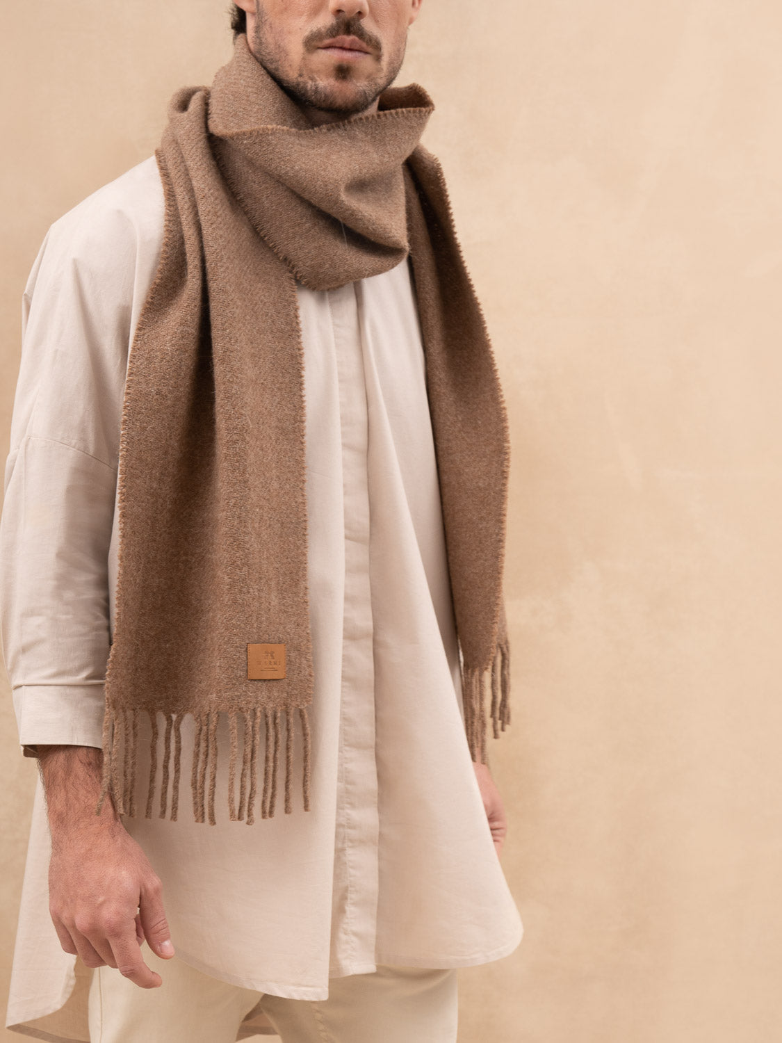 100% Natural Fiber Scarf with Fringes